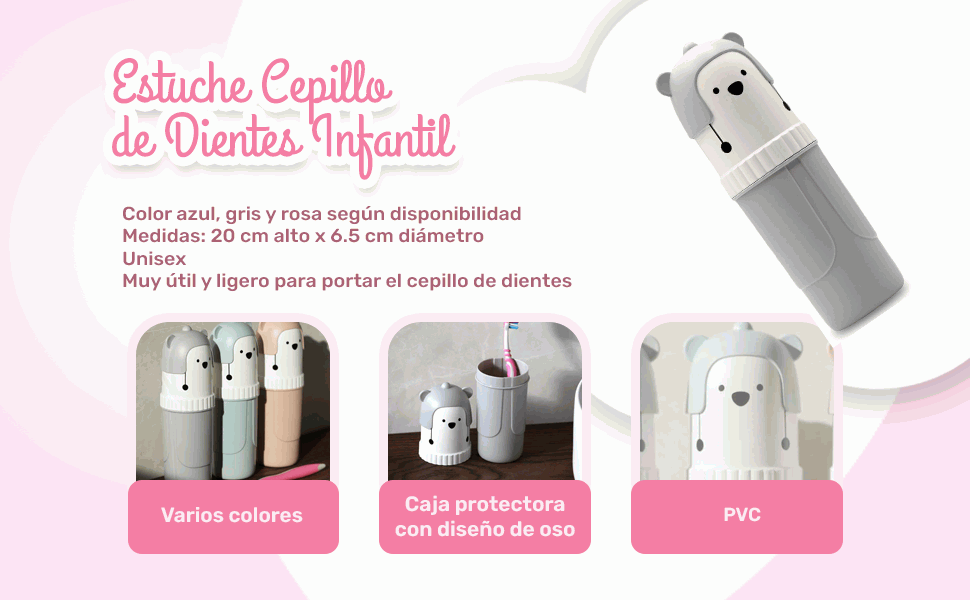 Banner - Estuche Para Cepillo De Dientes Con Oso Gris