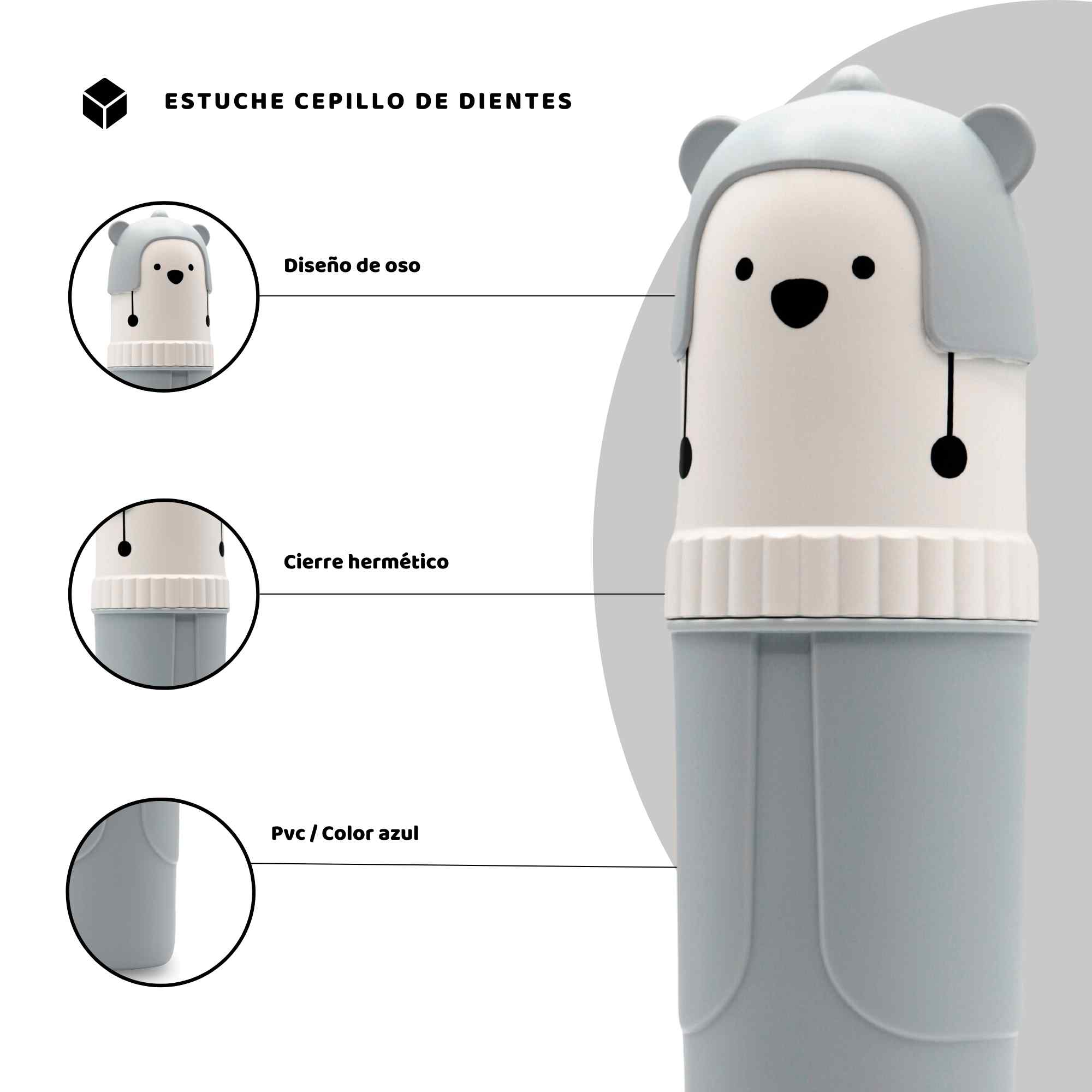 Estuche Para Cepillo De Dientes Con Oso Azul - imagen 4