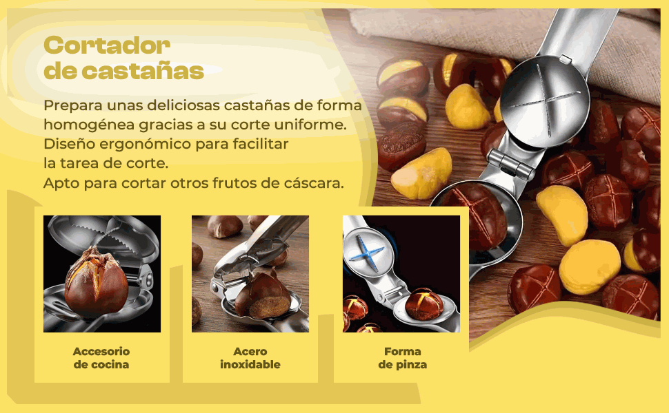 Banner - Cortador de castañas pinza acero inoxidable