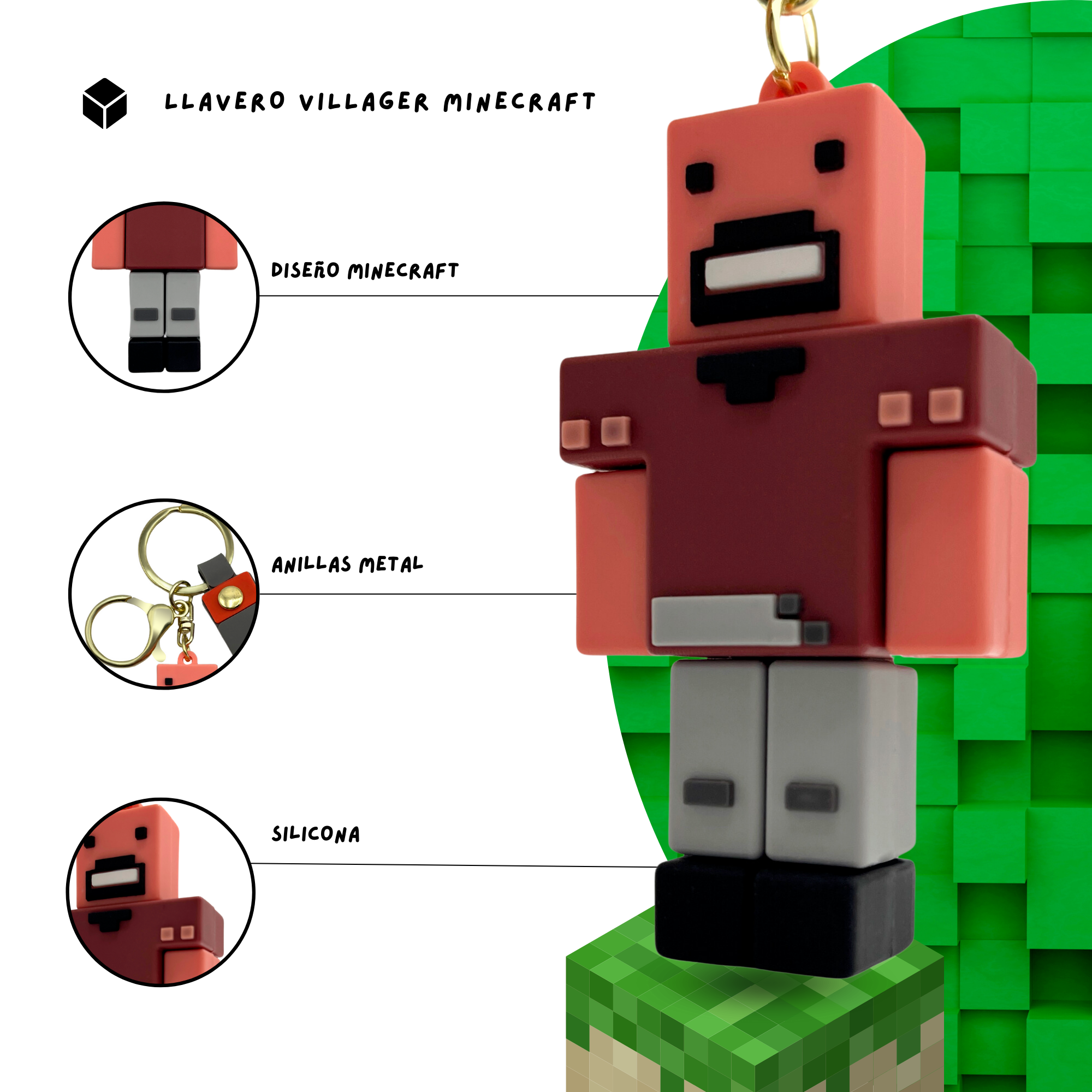 Llavero Villager Minecraft - imagen 4