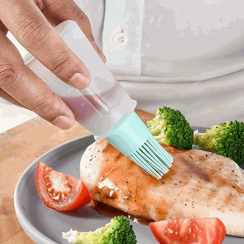 Bote dispensador aceite con cepillo silicona azul - imagen 4