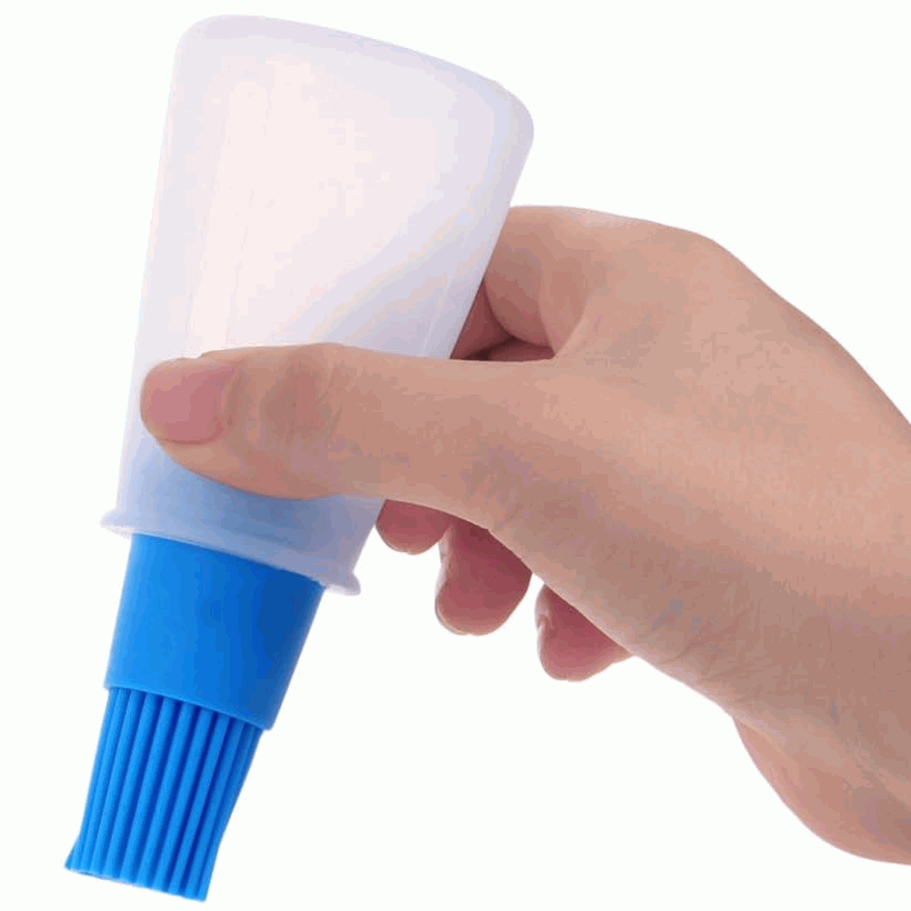 Bote dispensador aceite con cepillo silicona azul - imagen 5