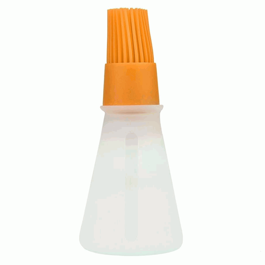 Bote dispensador aceite con cepillo silicona naranja 60 ml - imagen 1