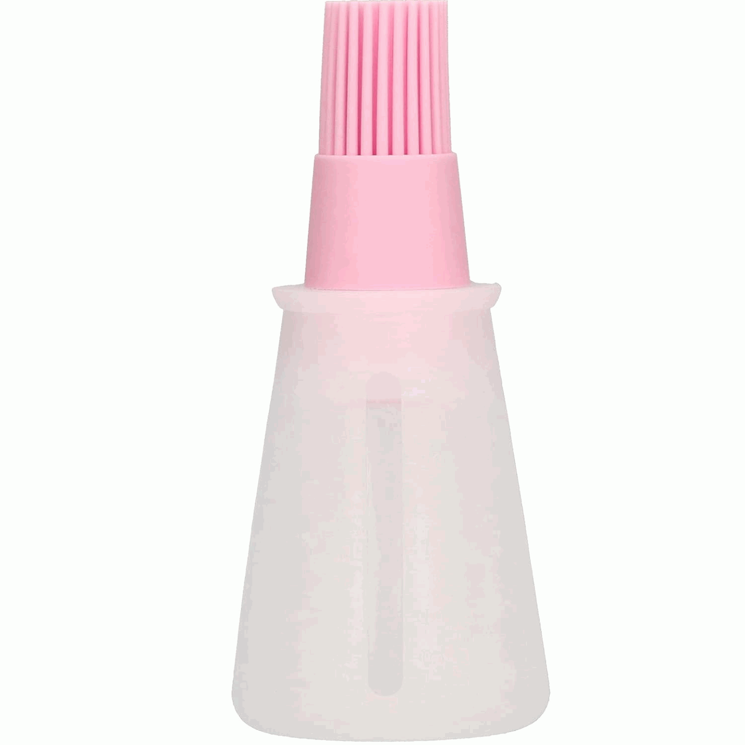 Bote dispensador aceite con cepillo silicona rosa