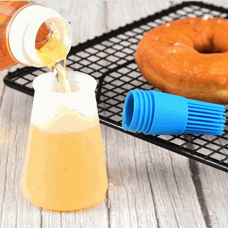 Bote dispensador aceite con cepillo silicona rosa - imagen 6