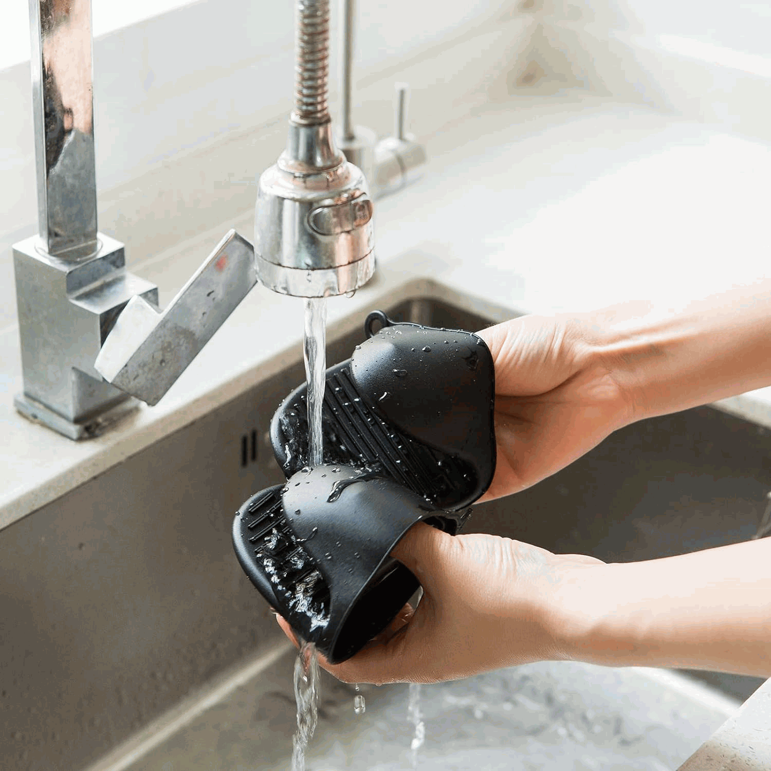 Manoplas guantes silicona para horno negro - imagen 6