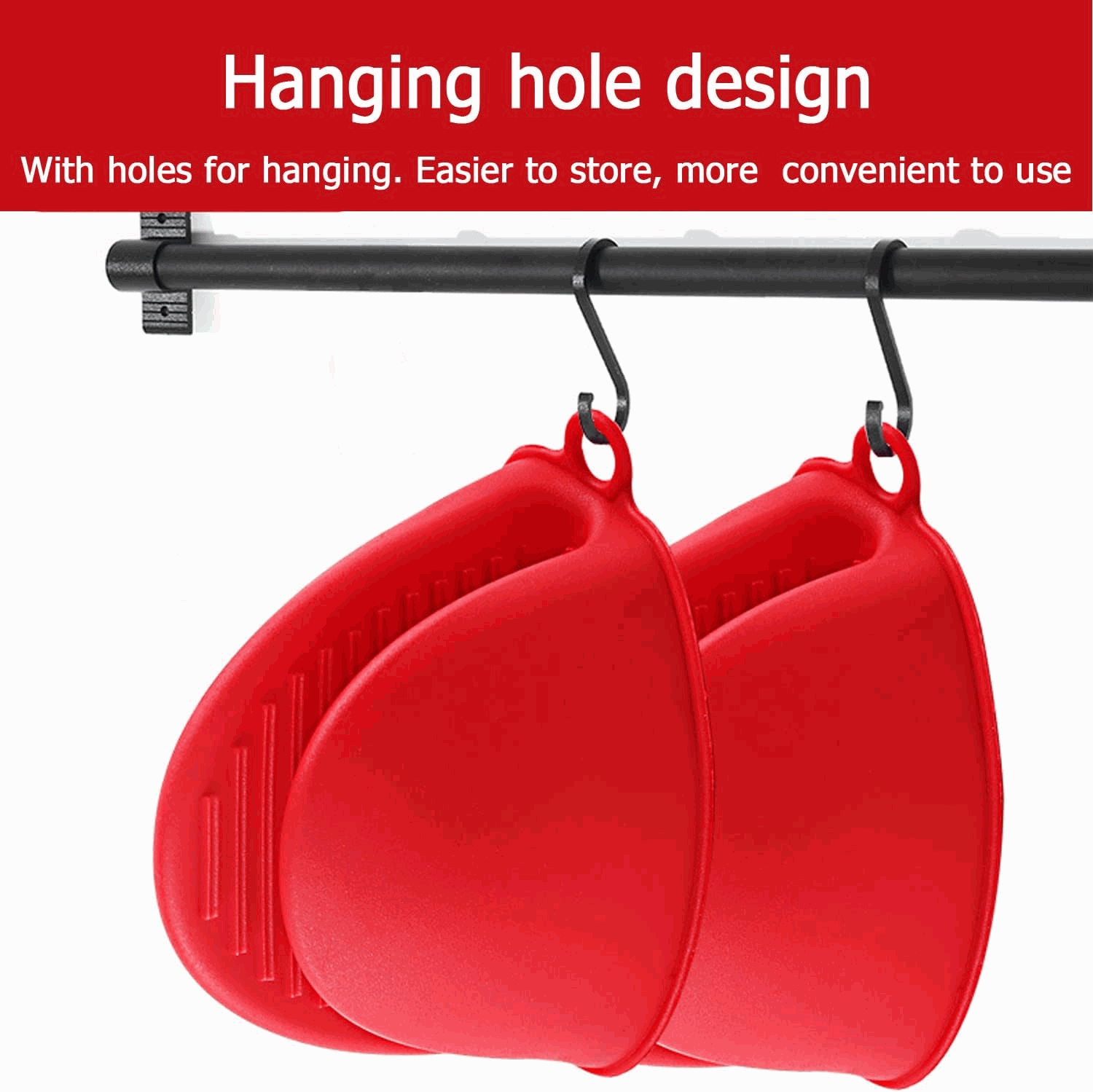 Manoplas guantes silicona para horno rojo - imagen 7