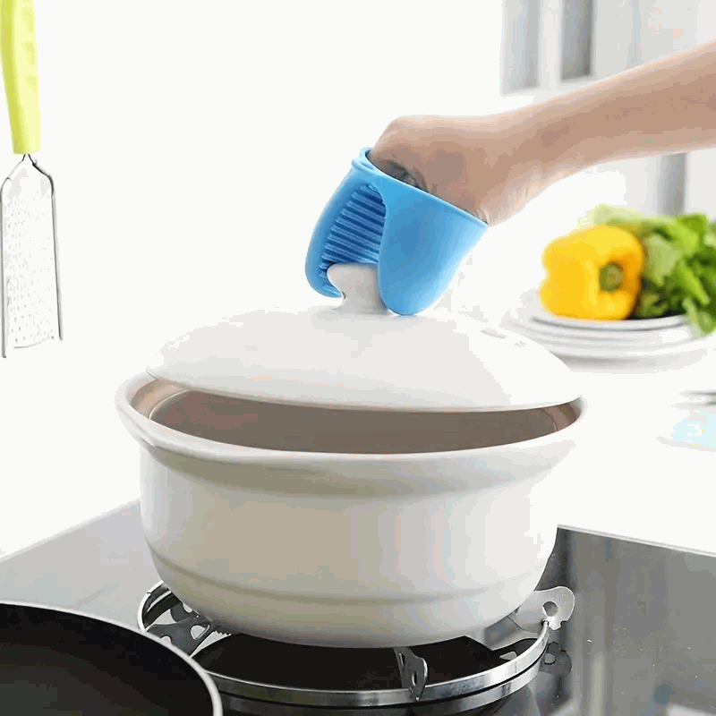 Manoplas guantes silicona para horno azul - imagen 3