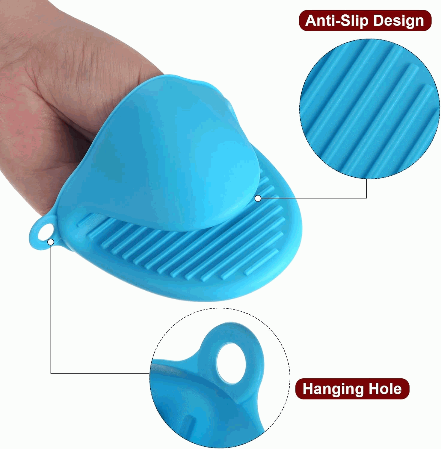 Manoplas guantes silicona para horno azul - imagen 4