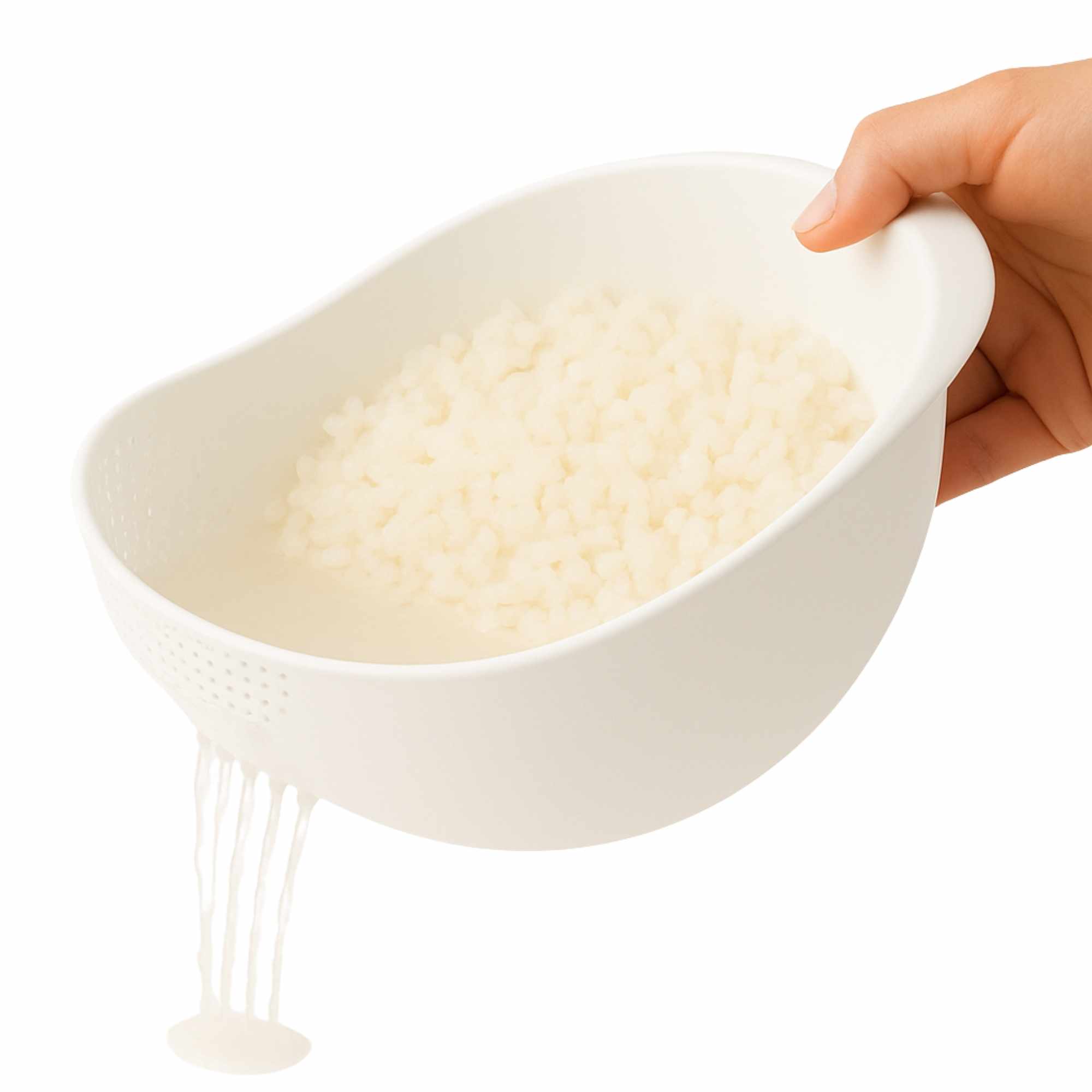 Colador para arroz y verduras de plástico blanco - imagen 1