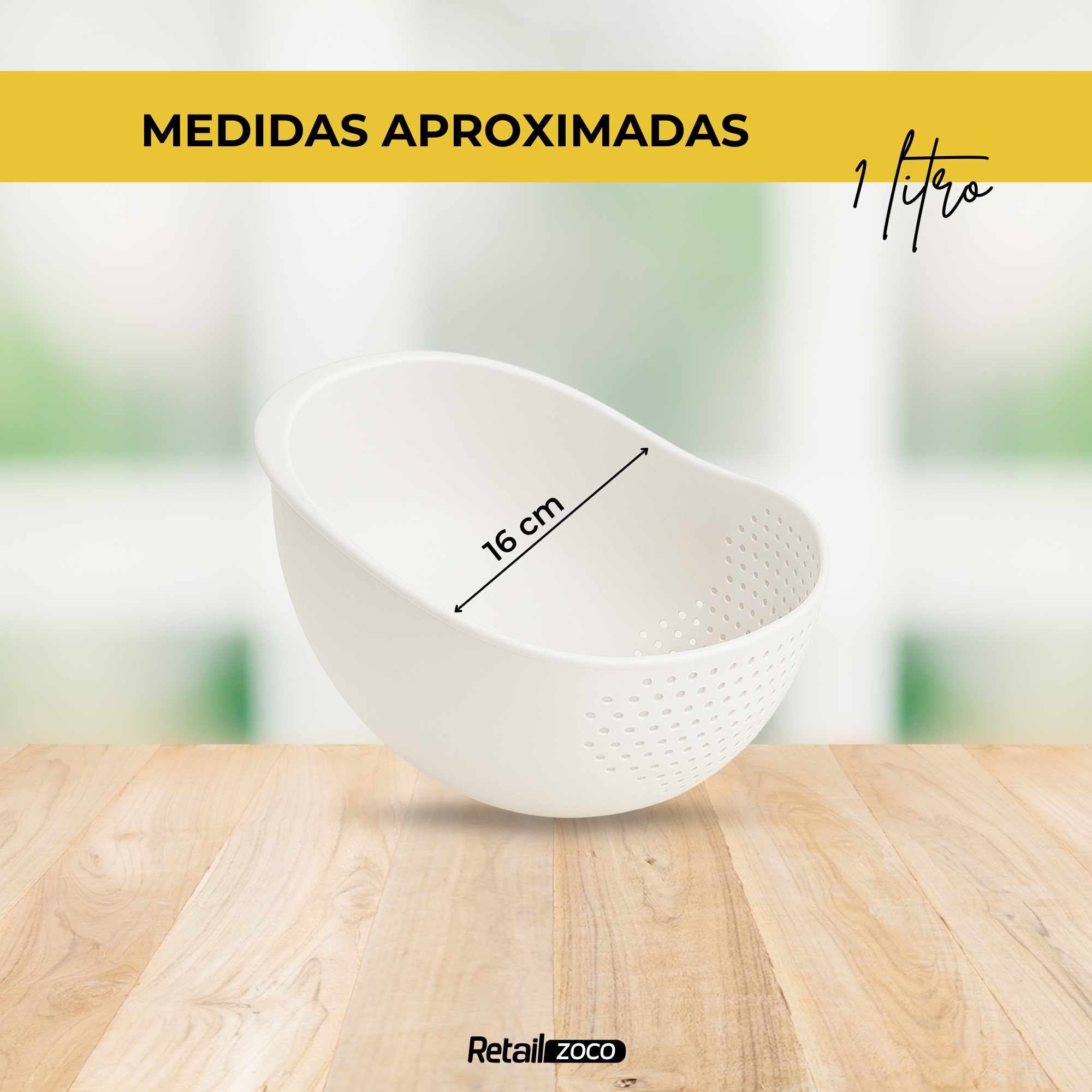 Colador para arroz y verduras de plástico blanco - imagen 3