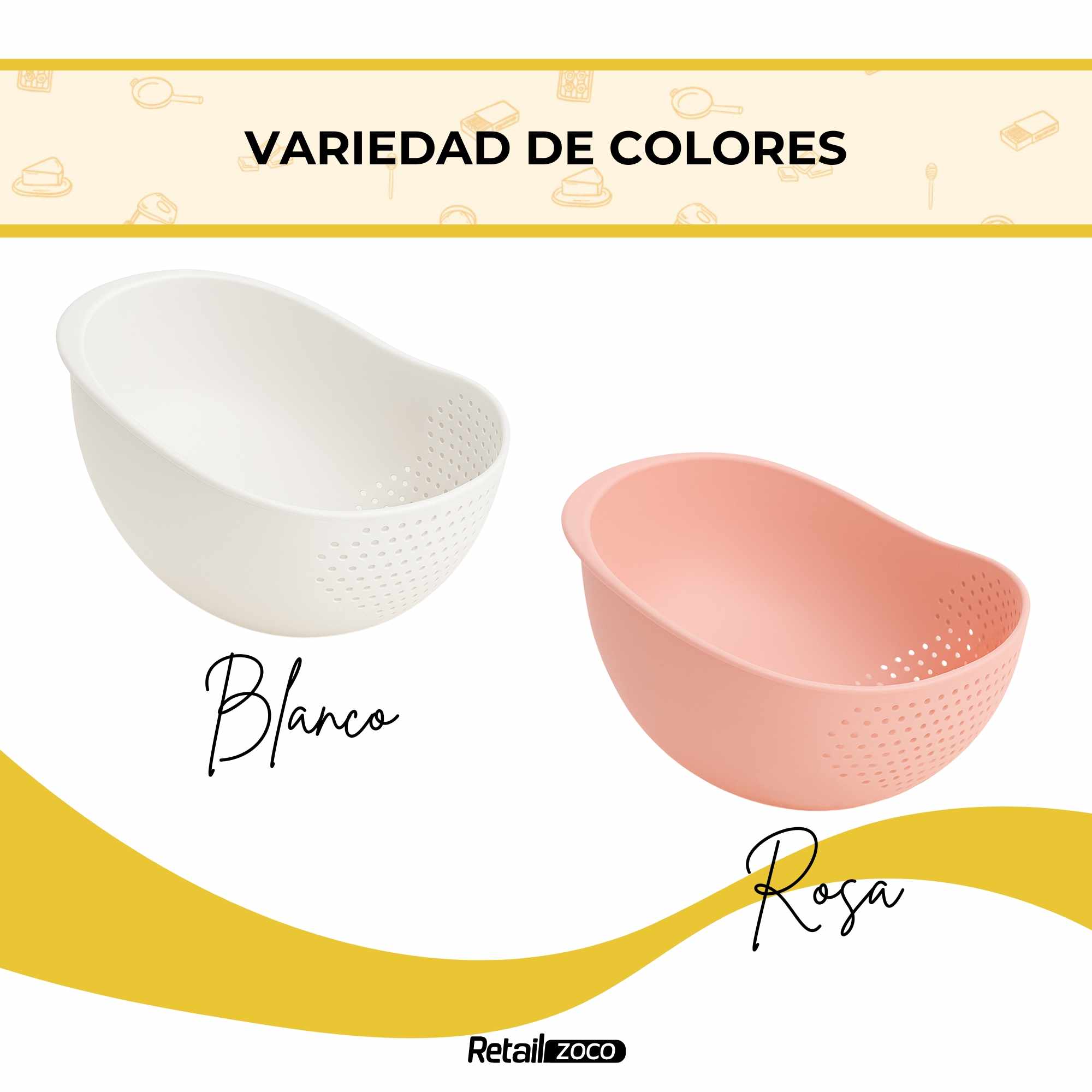 Colador para arroz y verduras de plástico blanco - imagen 6