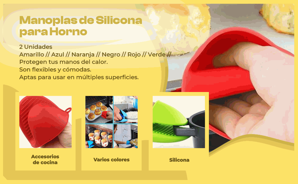 Banner - Manoplas guantes silicona para horno verde