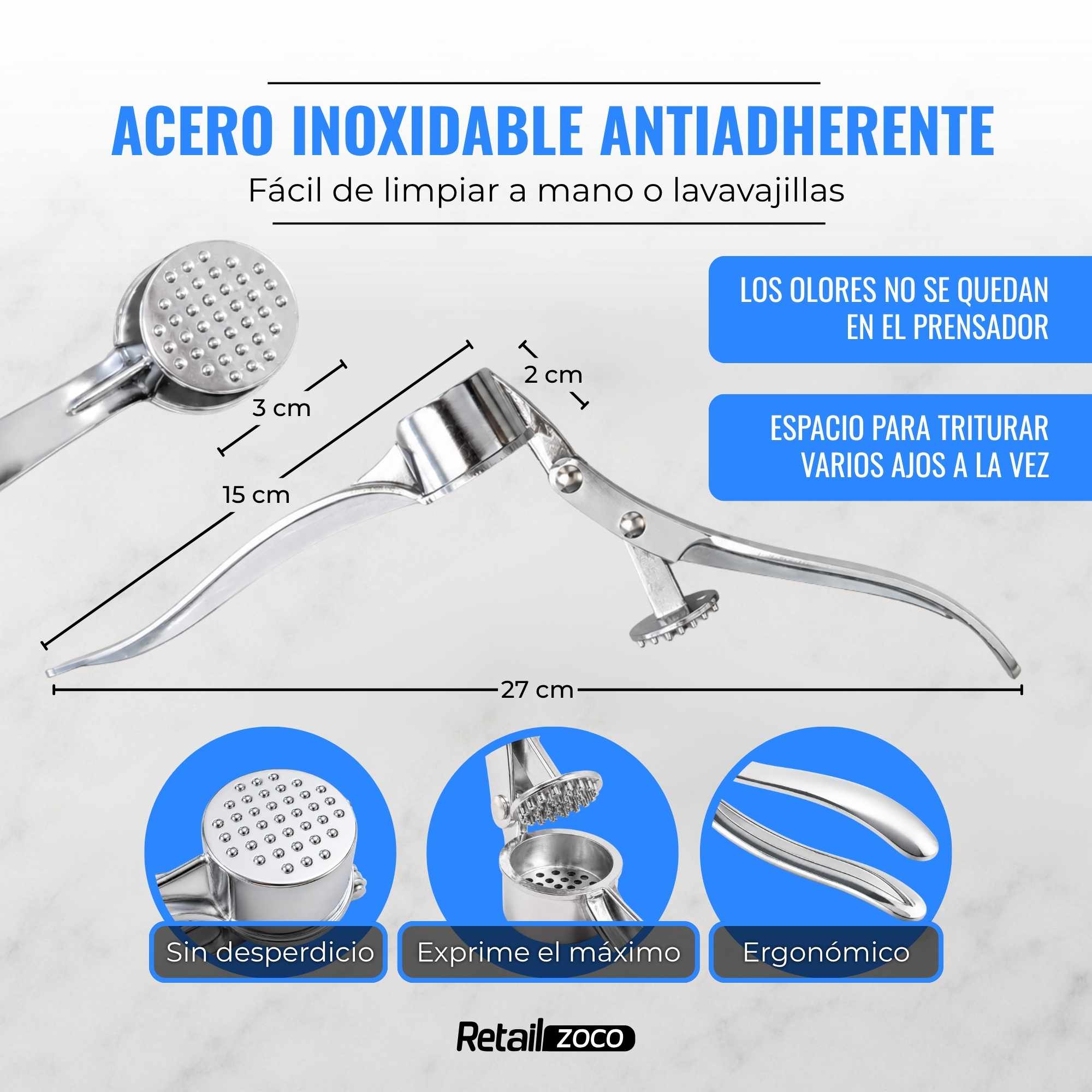 Prensa ajos de acero inoxidable - imagen 4
