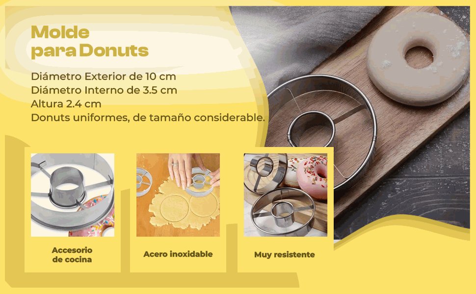 Banner - Molde donut acero inoxidable 10 cm diametro