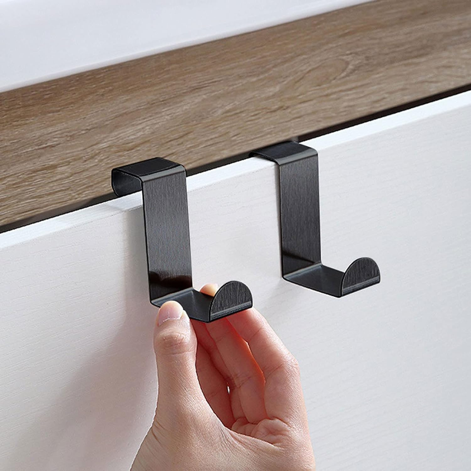Gancho para puerta de armario de acero inoxidable negro forma Z negro