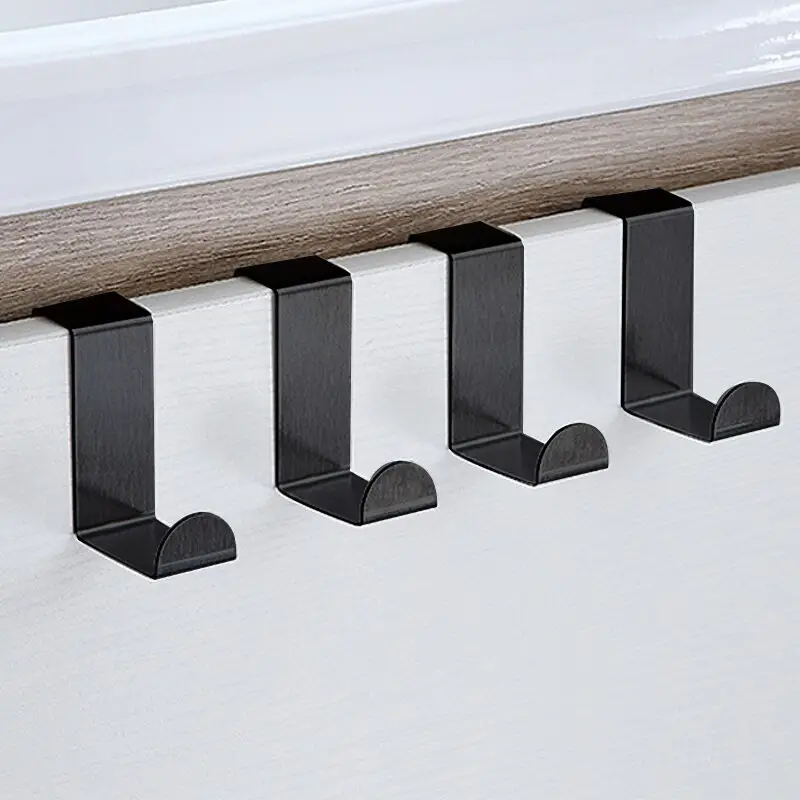 Gancho para puerta de armario de acero inoxidable negro forma Z negro - imagen 2