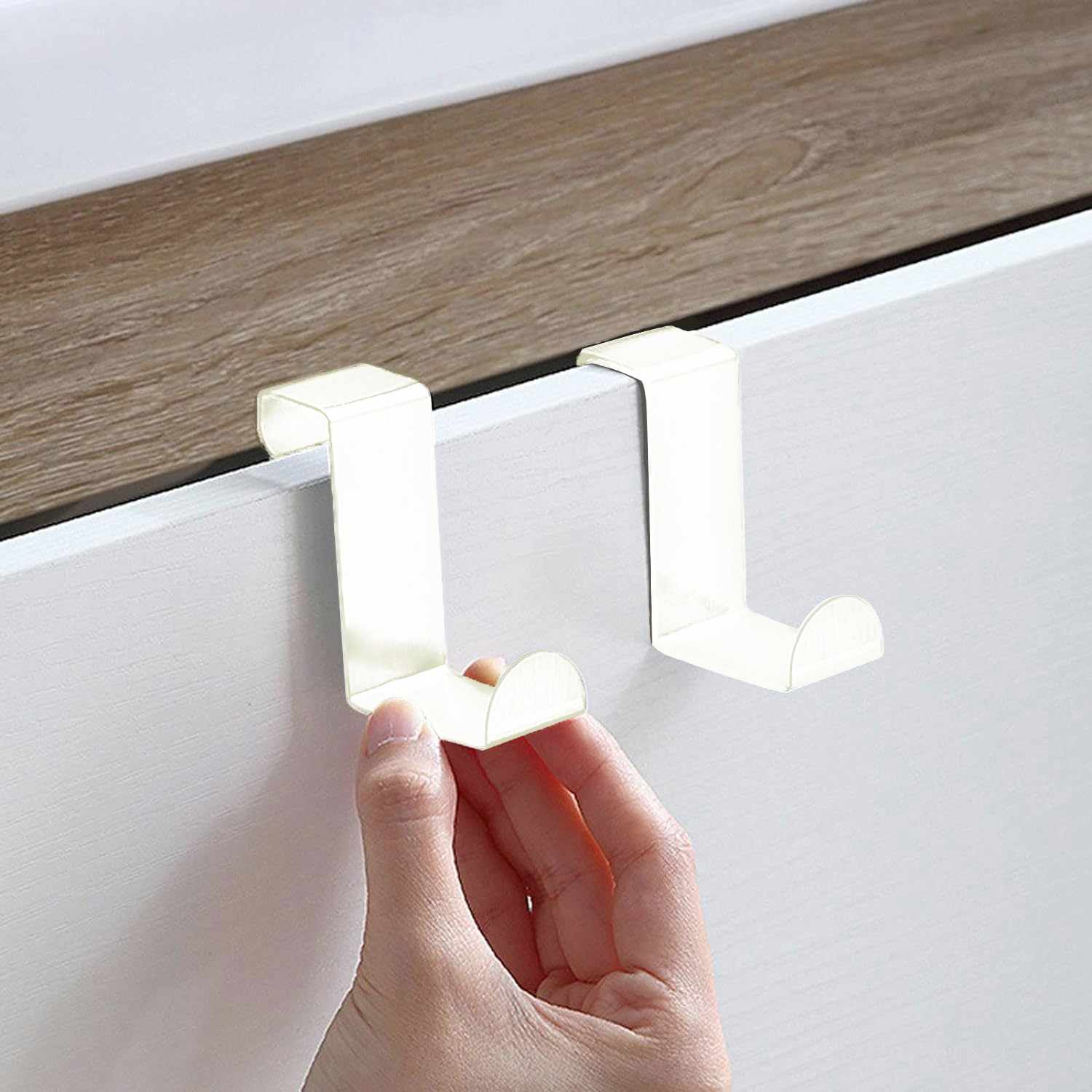 Gancho para puerta de armario de acero inoxidable blanco forma Z