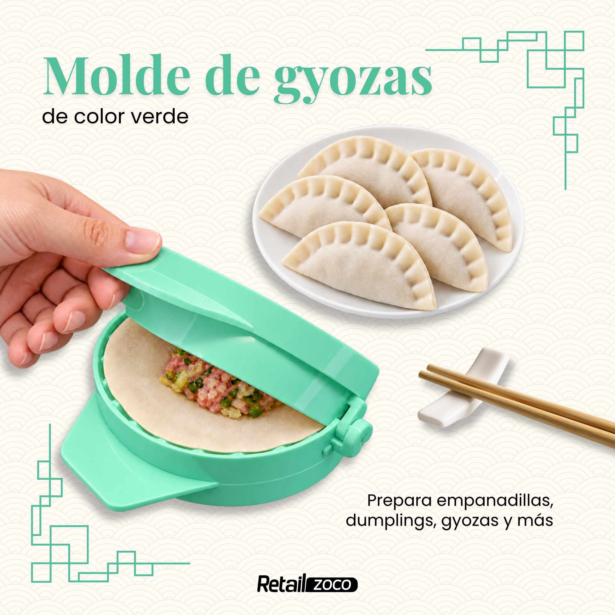 Molde empanadillas gyozas plástico verde - imagen 2