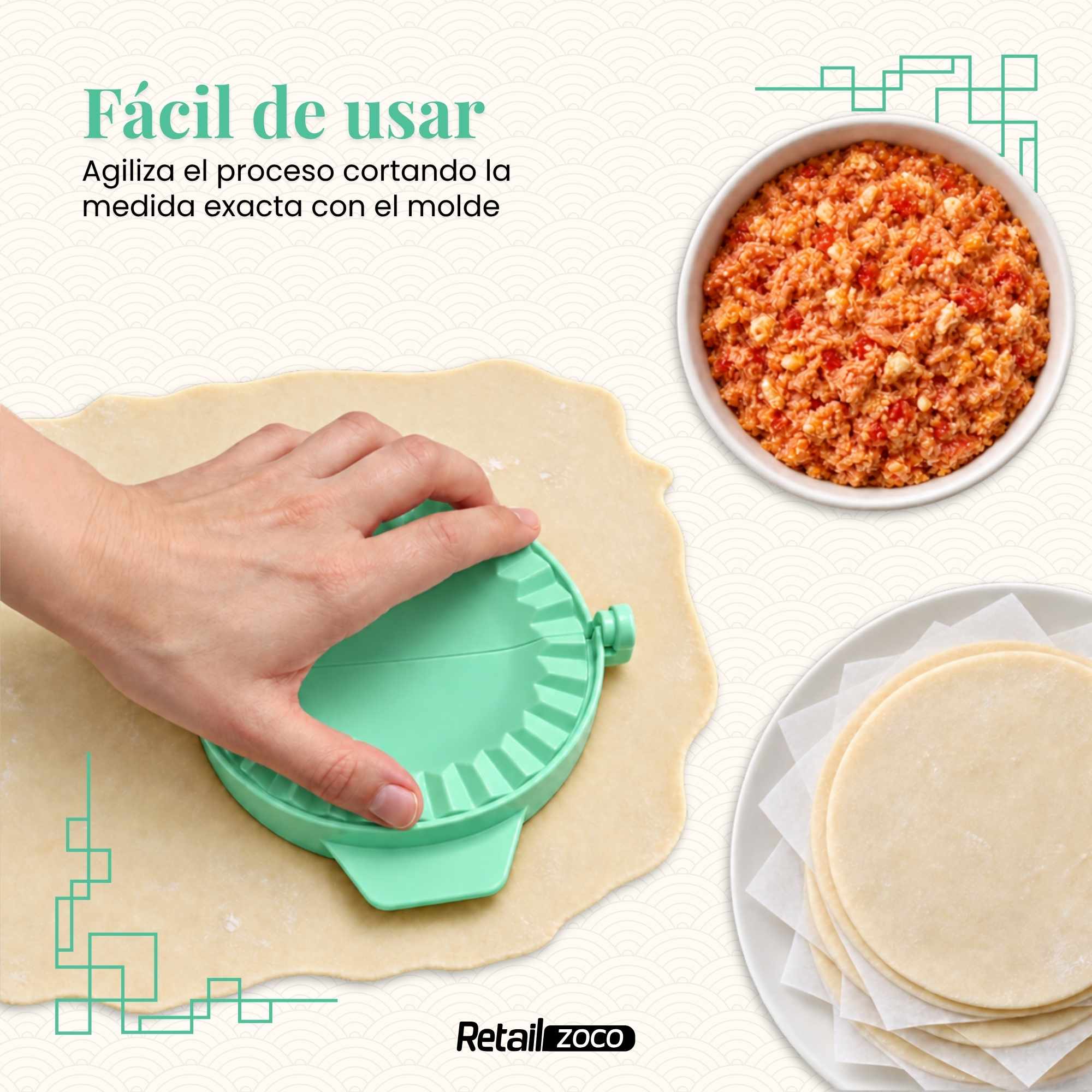 Molde empanadillas gyozas plástico verde - imagen 4