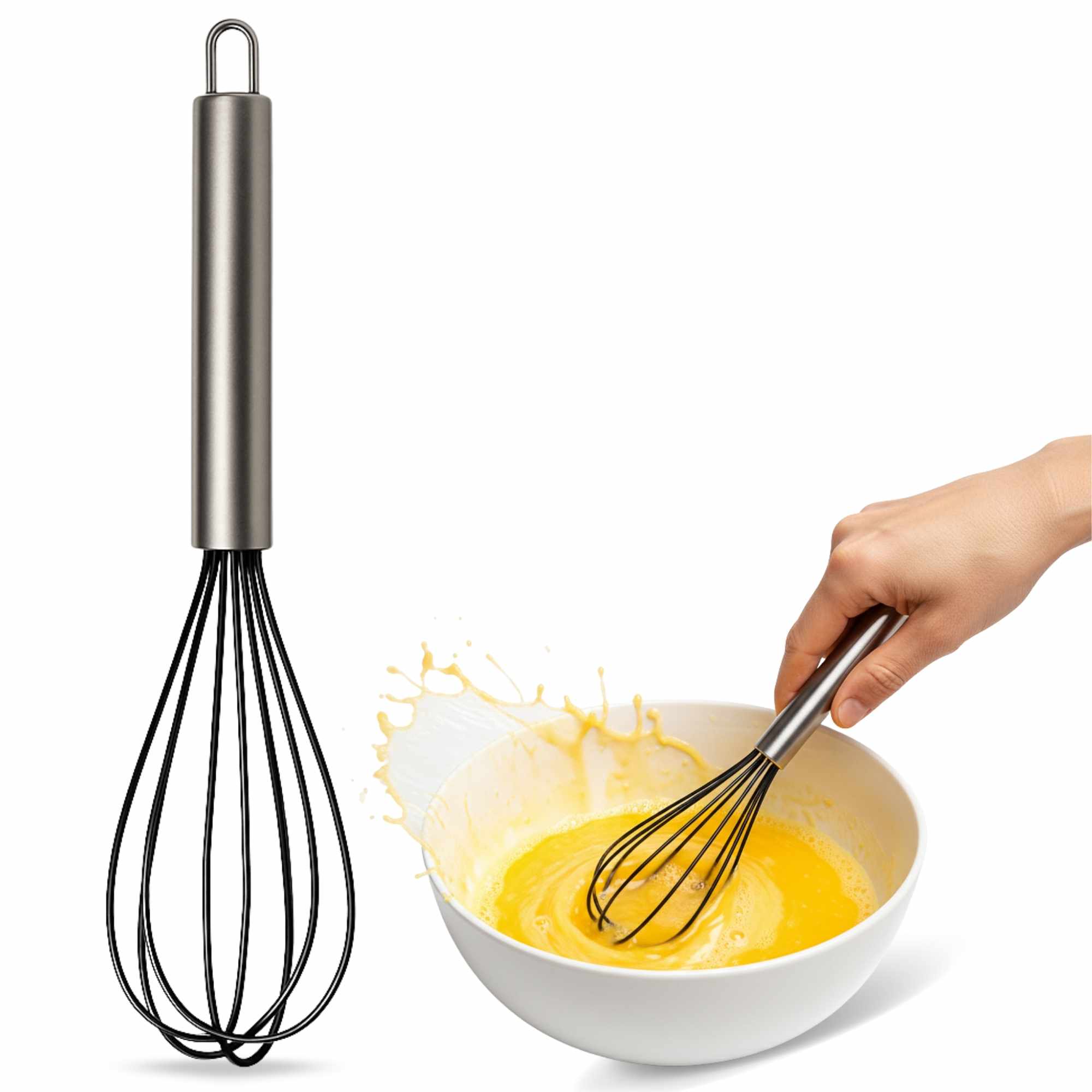 Batidor manual silicona y acero inox 25 cm