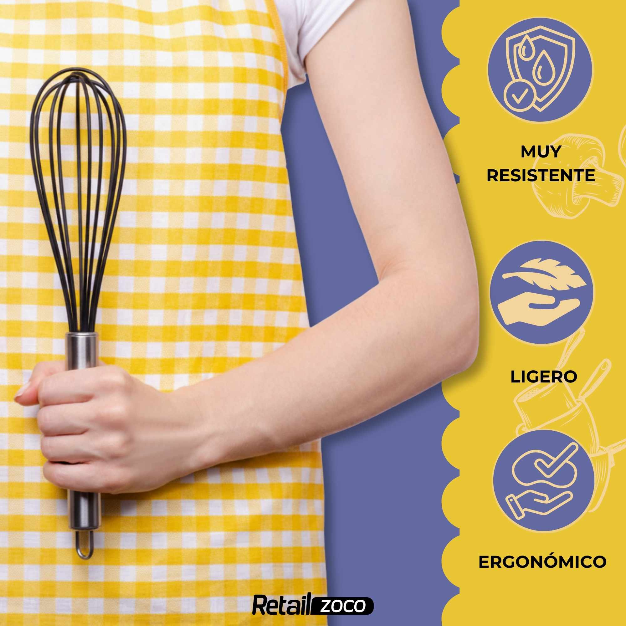 Batidor manual silicona y acero inox 25 cm - imagen 3