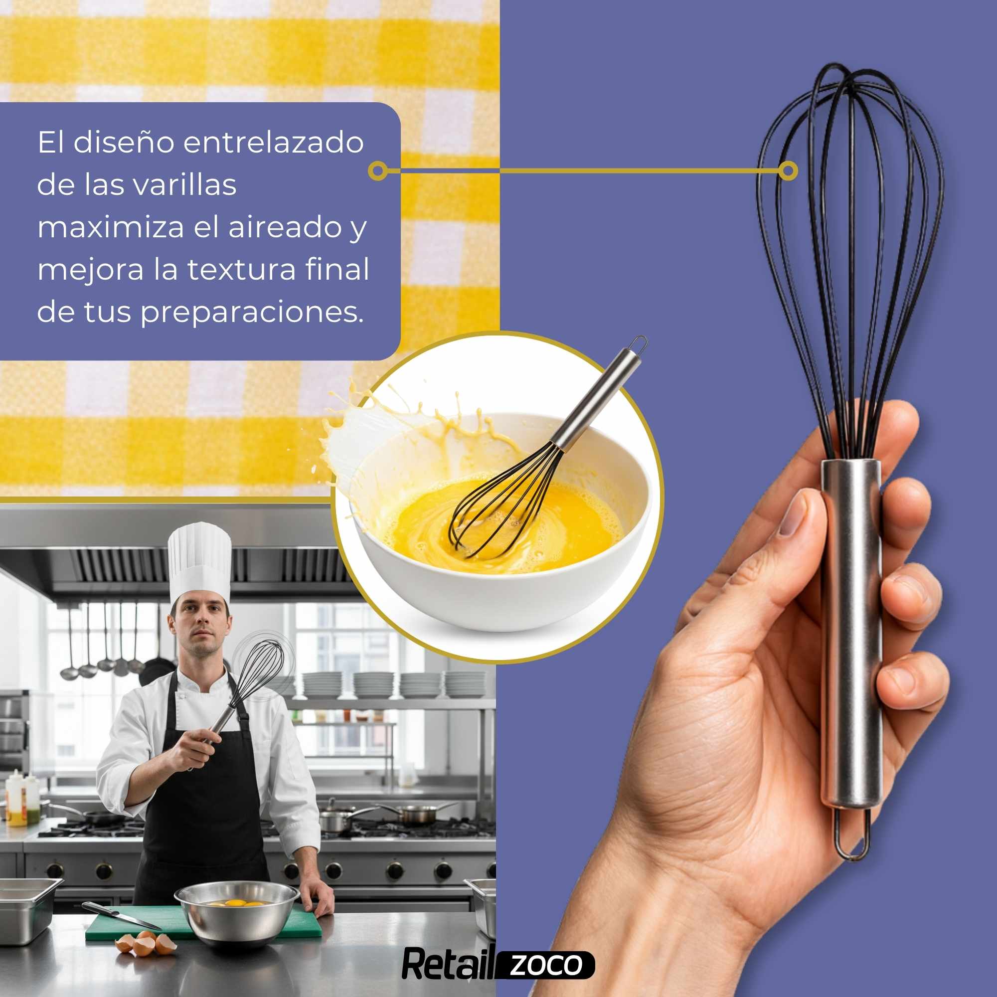 Batidor manual silicona y acero inox 30 cm - imagen 5