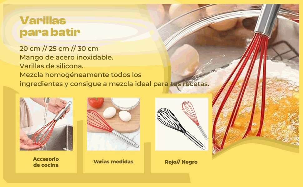Banner - Batidor manual silicona y acero inox 30 cm