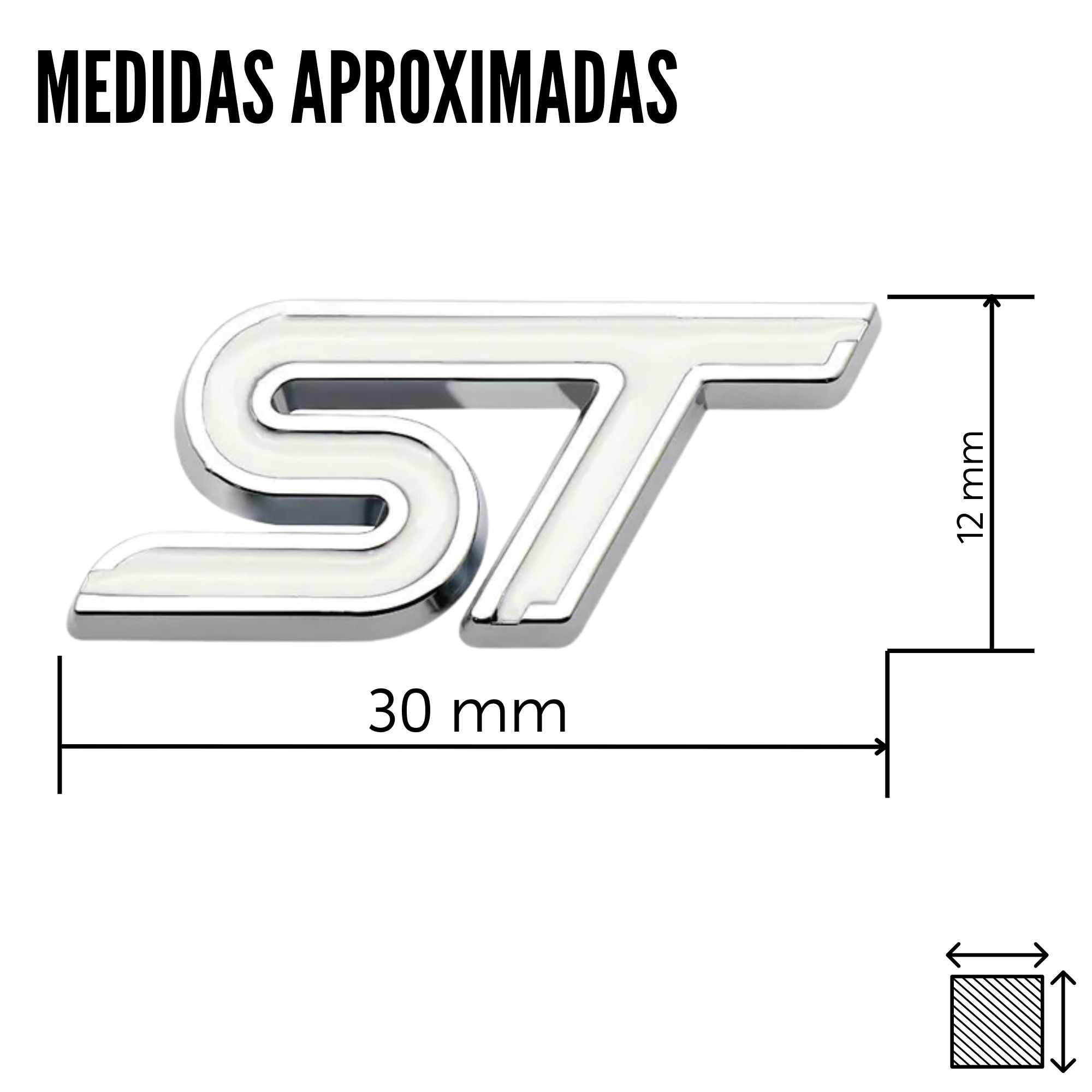 Emblema Adhesivo ST Line para volante compatible con Ford blanco plateado - imagen 4