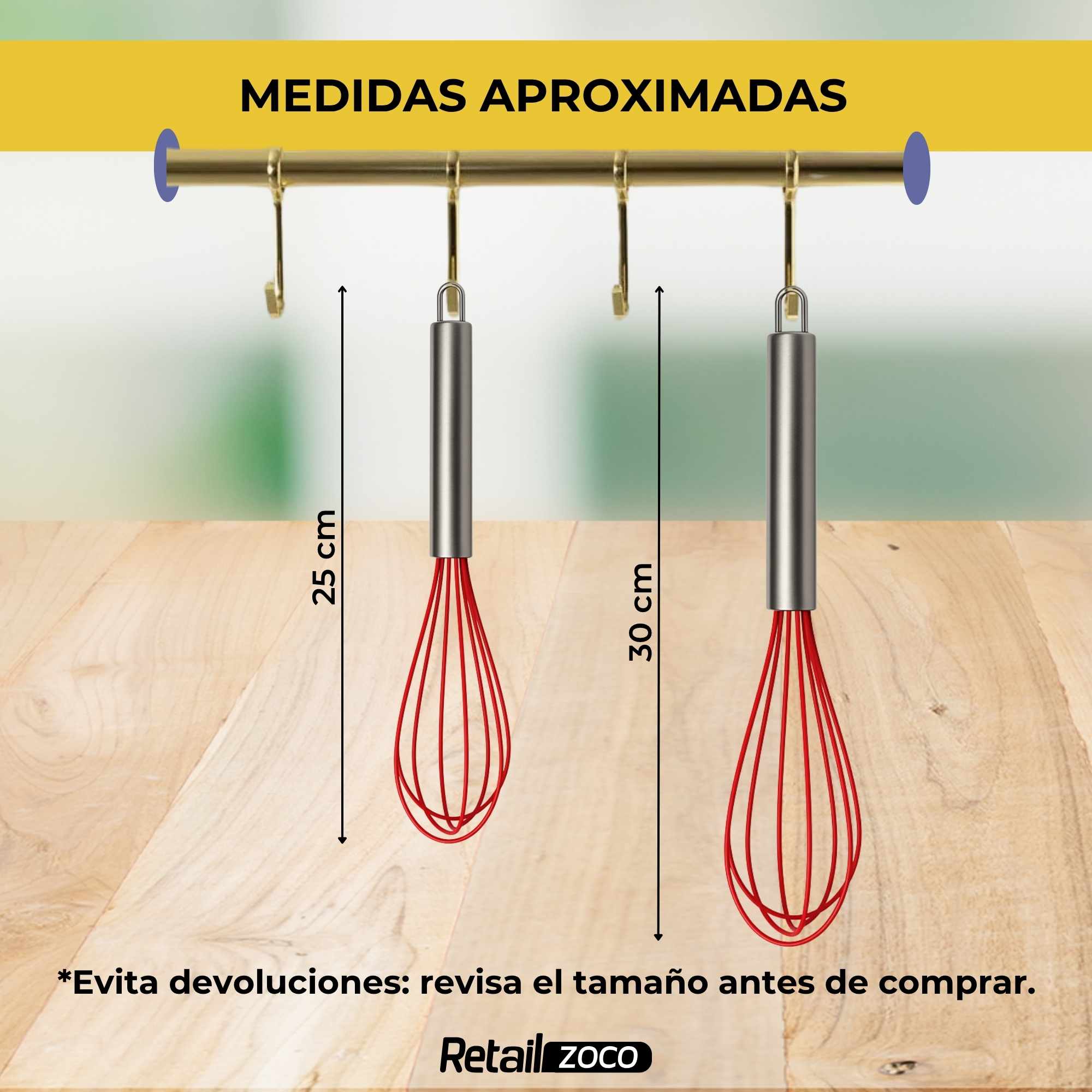 Batidor manual silicona y acero inox 25 cm rojo - imagen 4