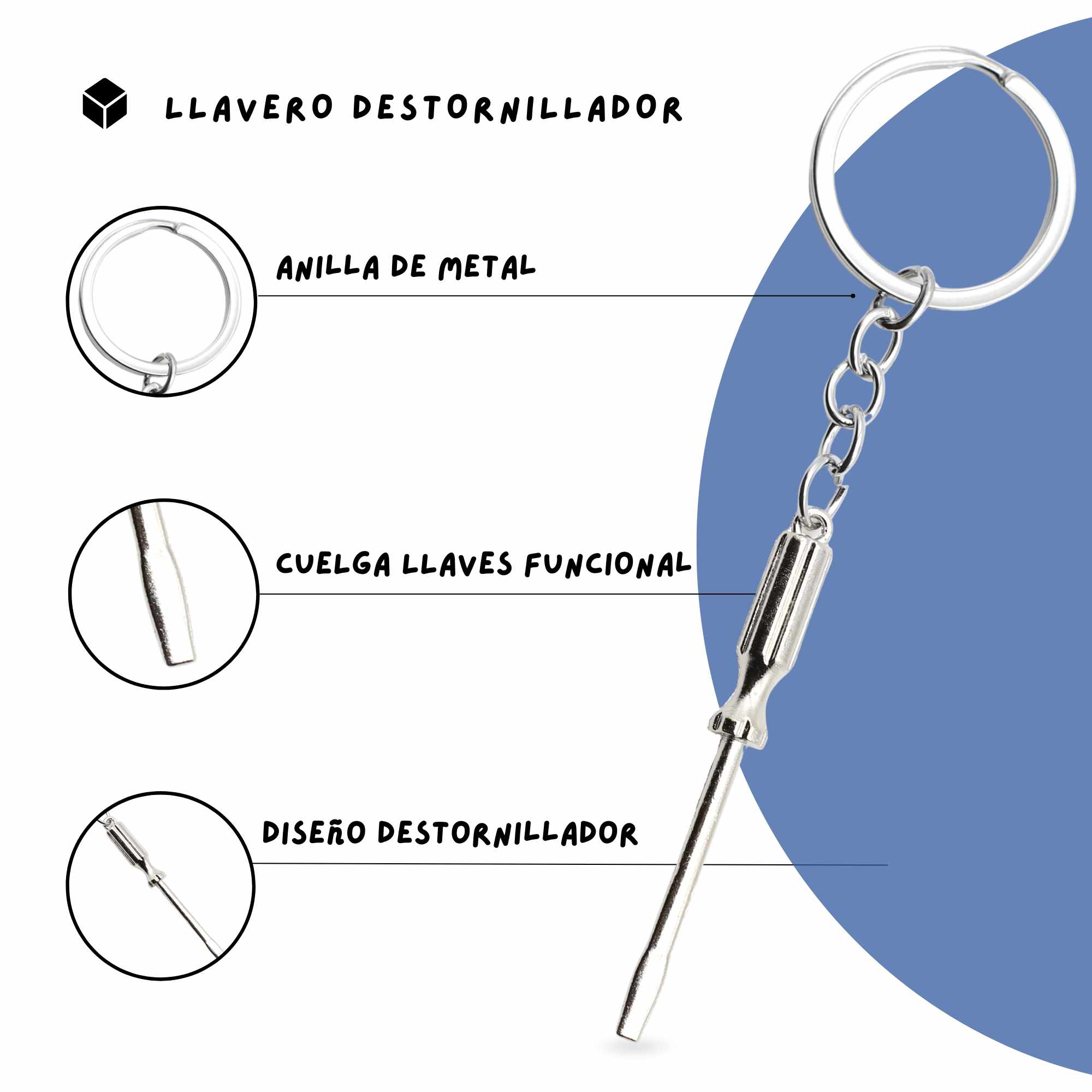 Llavero destornillador plano mini metalico - imagen 2
