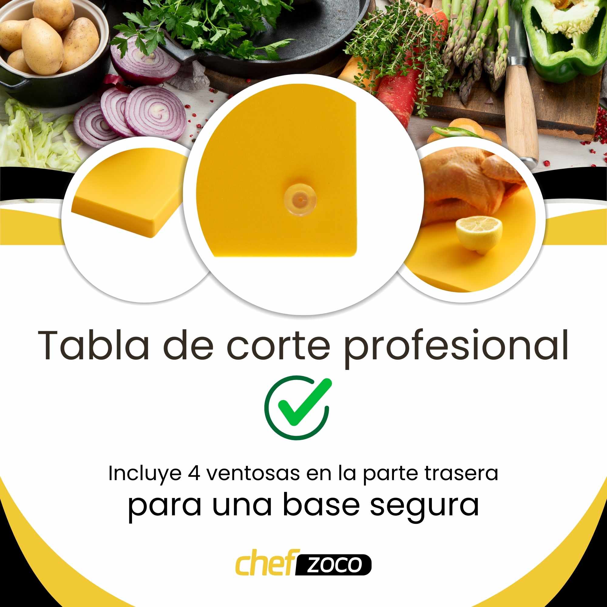 Tabla de corte para cocina profesional 30 x 20 cm amarillo - imagen 4