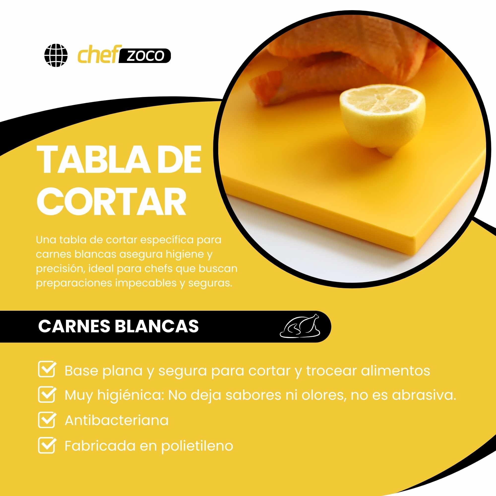 Tabla de corte para cocina profesional 40 x 30 cm amarillo - imagen 2