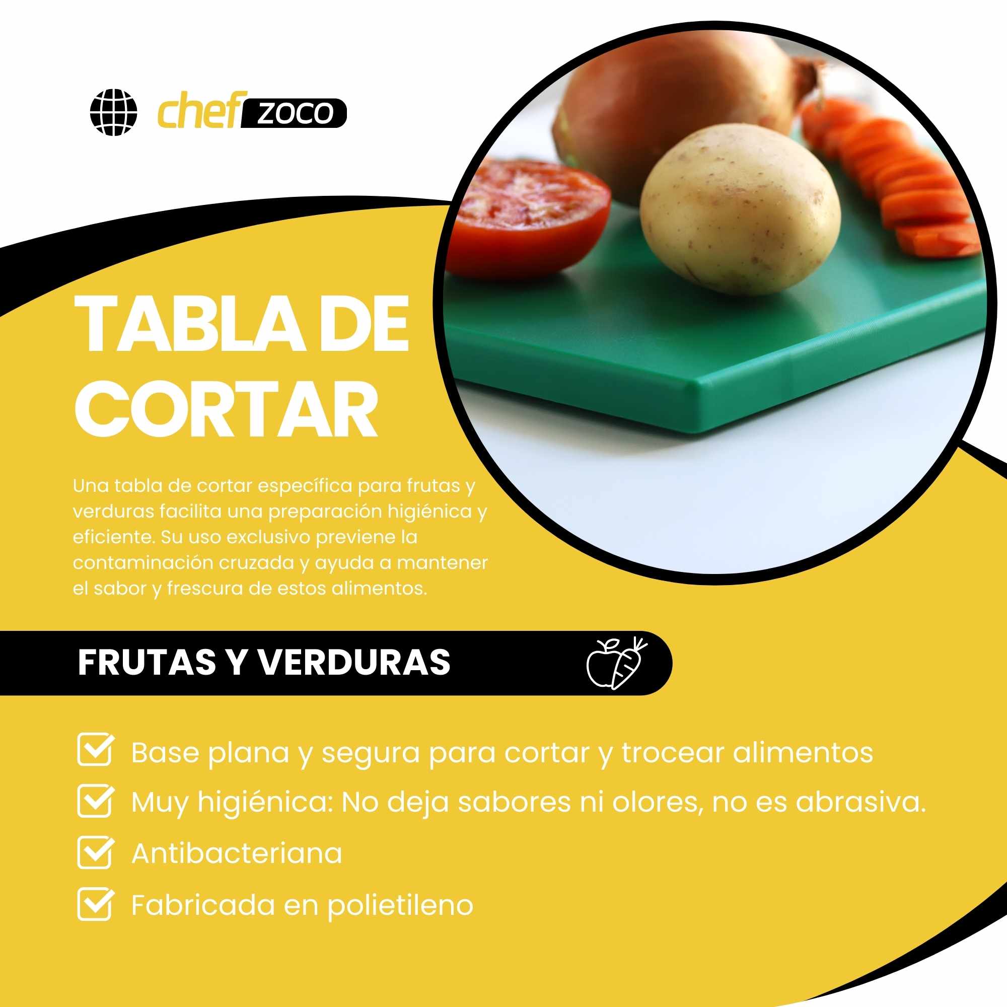 Tabla de corte para cocina profesional 30 x 20 cm verde - imagen 2