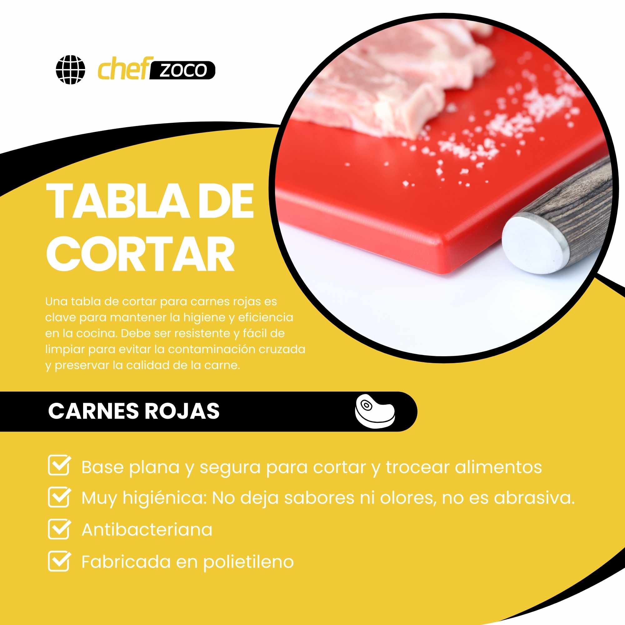 Tabla de corte para cocina profesional 30 x 20 cm rojo - imagen 2