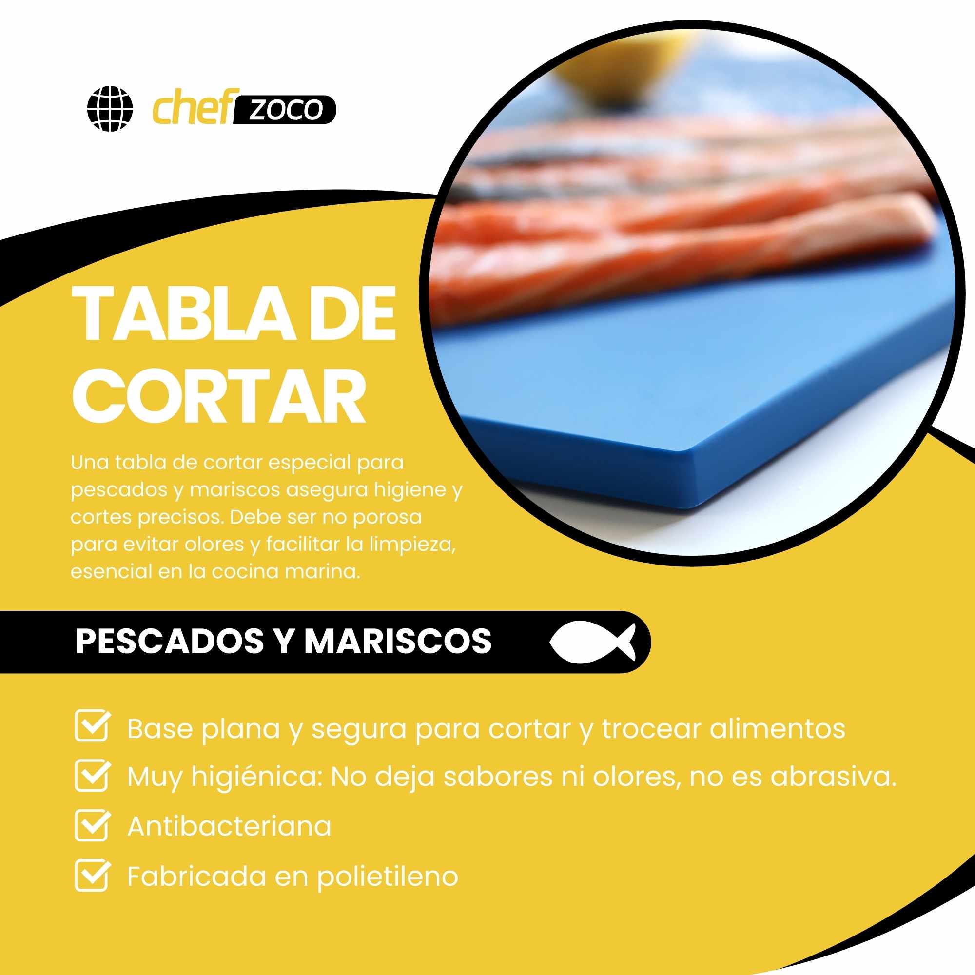 Tabla de corte para cocina profesional 40 x 30 cm azul - imagen 2