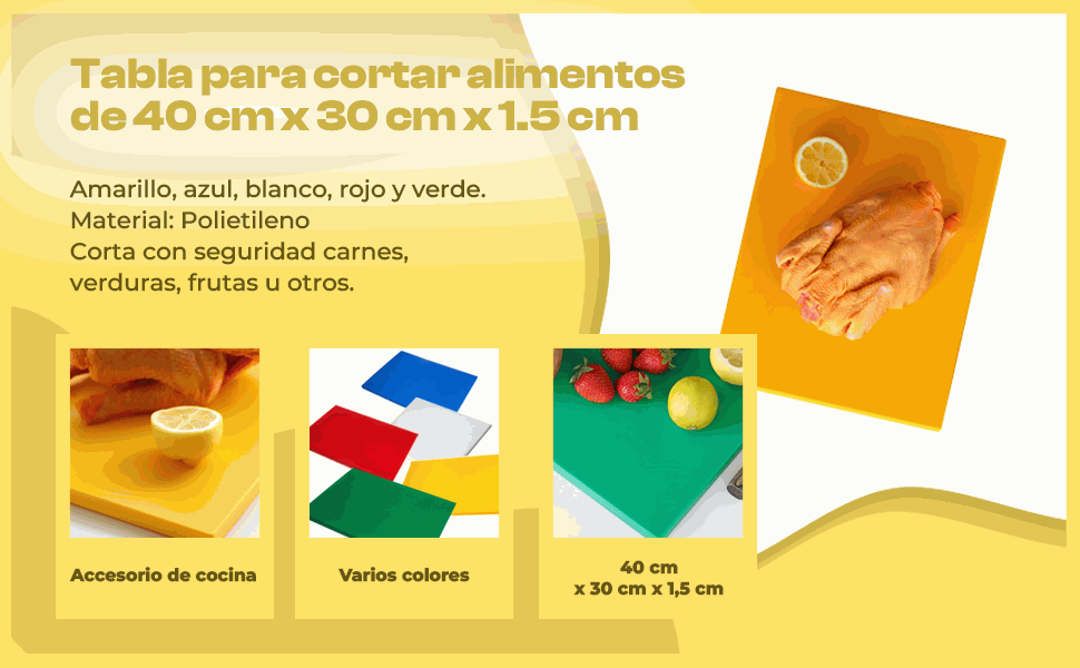 Banner - Tabla de corte para cocina profesional 40 x 30 cm azul