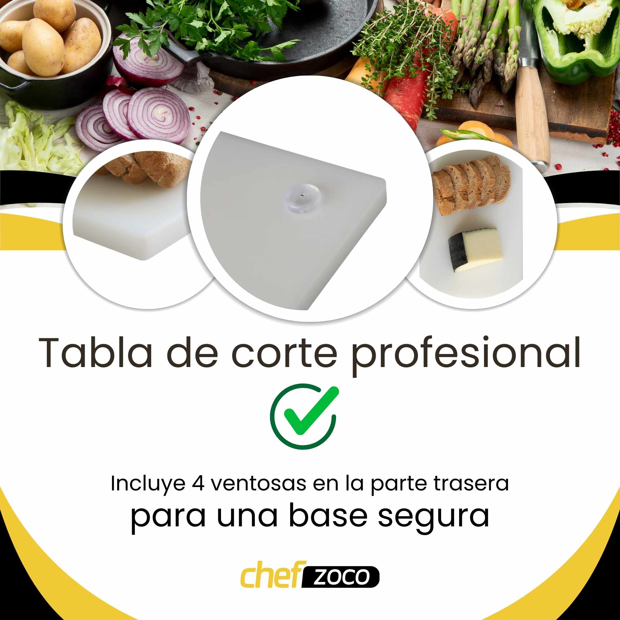 Tabla de corte para cocina profesional 30 x 20 cm blanco - imagen 4