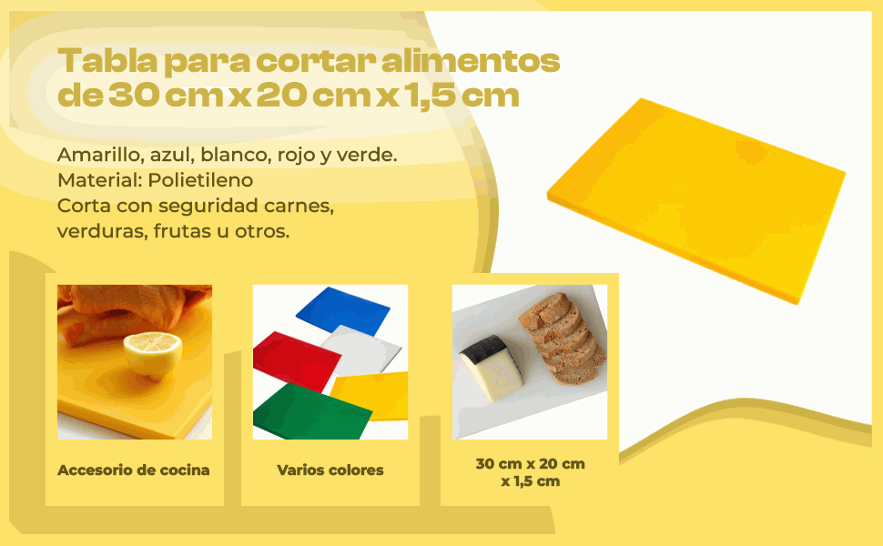 Banner - Tabla de corte para cocina profesional 30 x 20 cm blanco