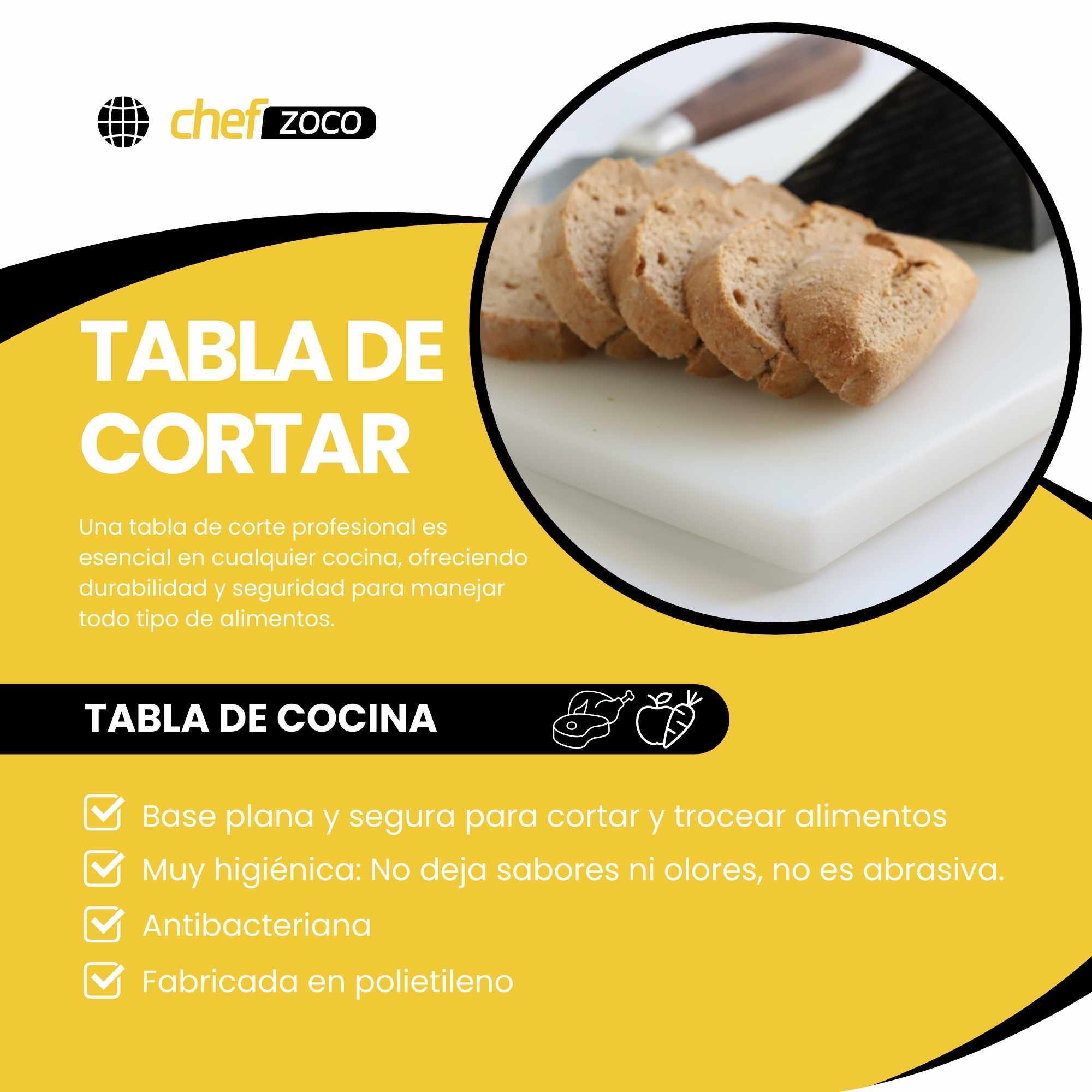 Tabla de corte para cocina profesional 40 x 30 cm blanco - imagen 2