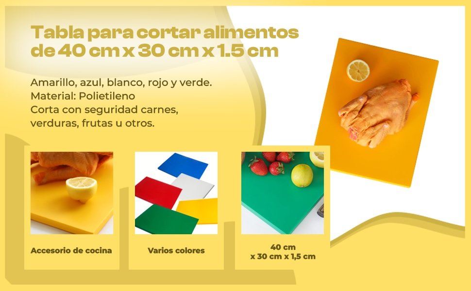 Banner - Tabla de corte para cocina profesional 40 x 30 cm blanco