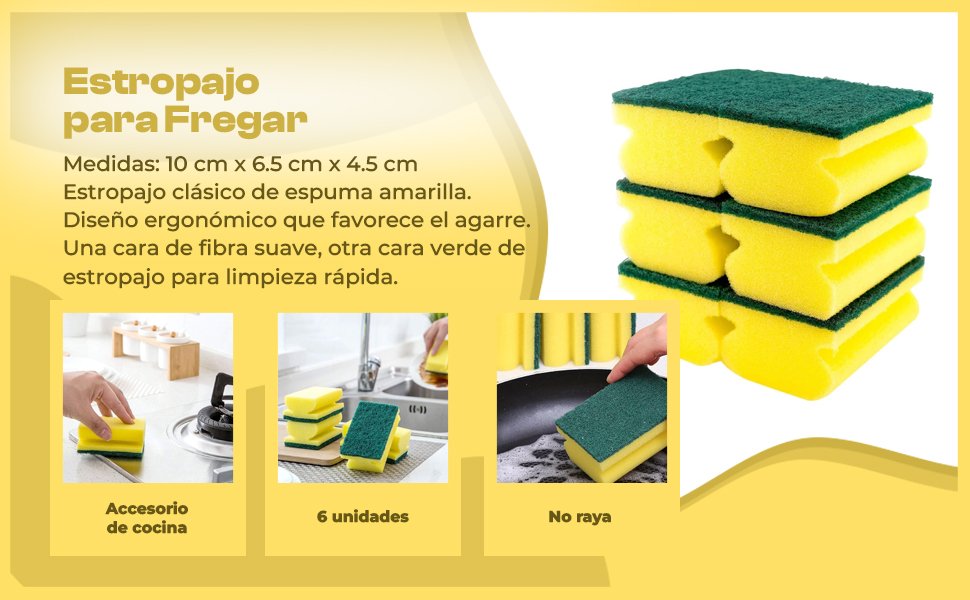 Banner - Estropajo Clásico de cocina salvauñas pack 3 unidades