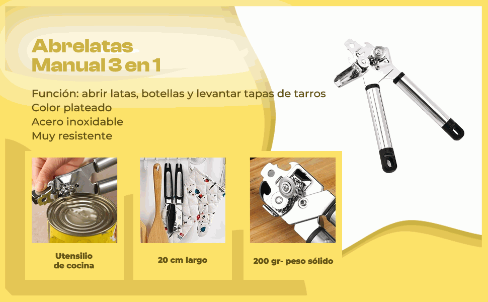 Banner - Abrelatas Manual 3 en 1 Plateado