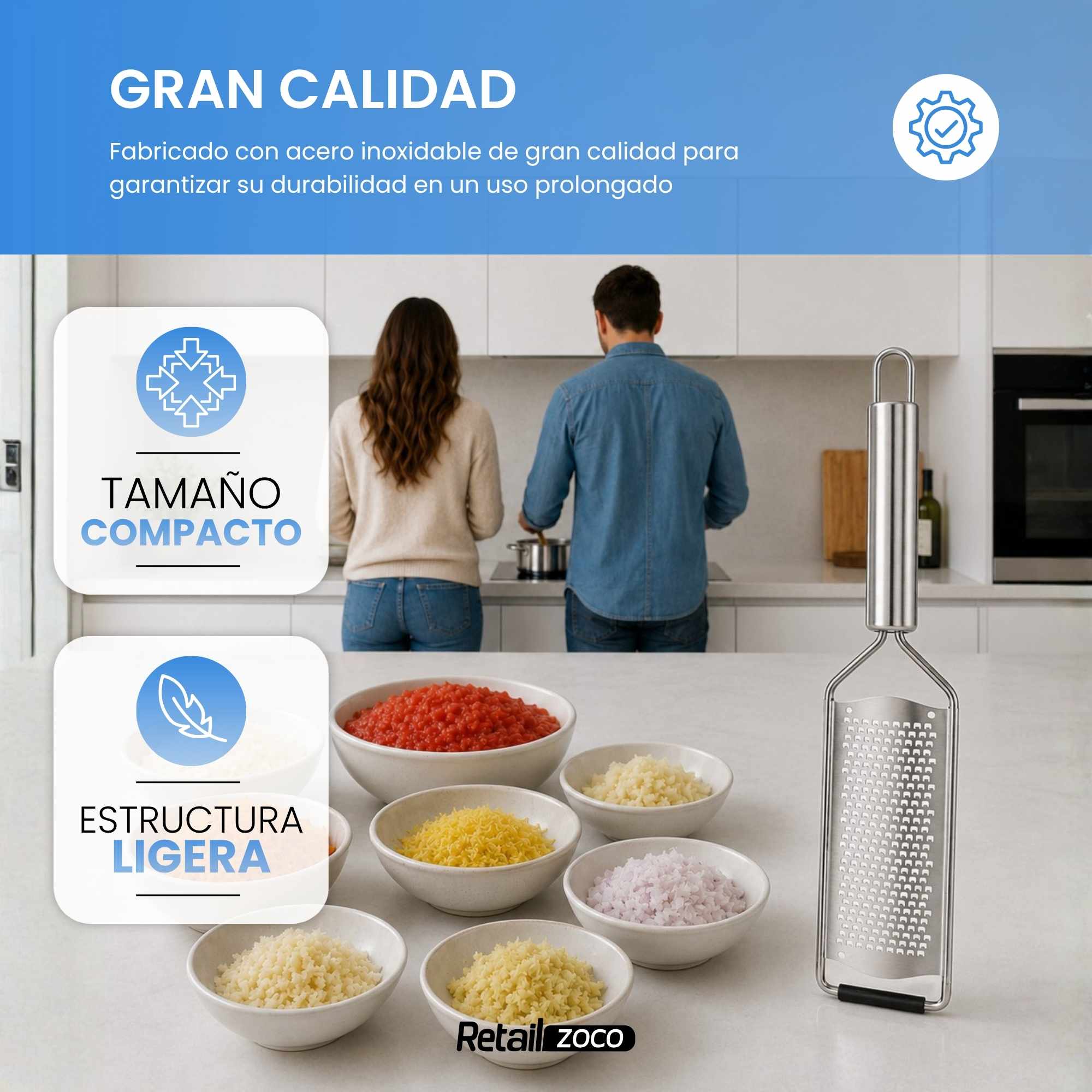 Rallador manual cocina de acero inoxidable con mango - imagen 6