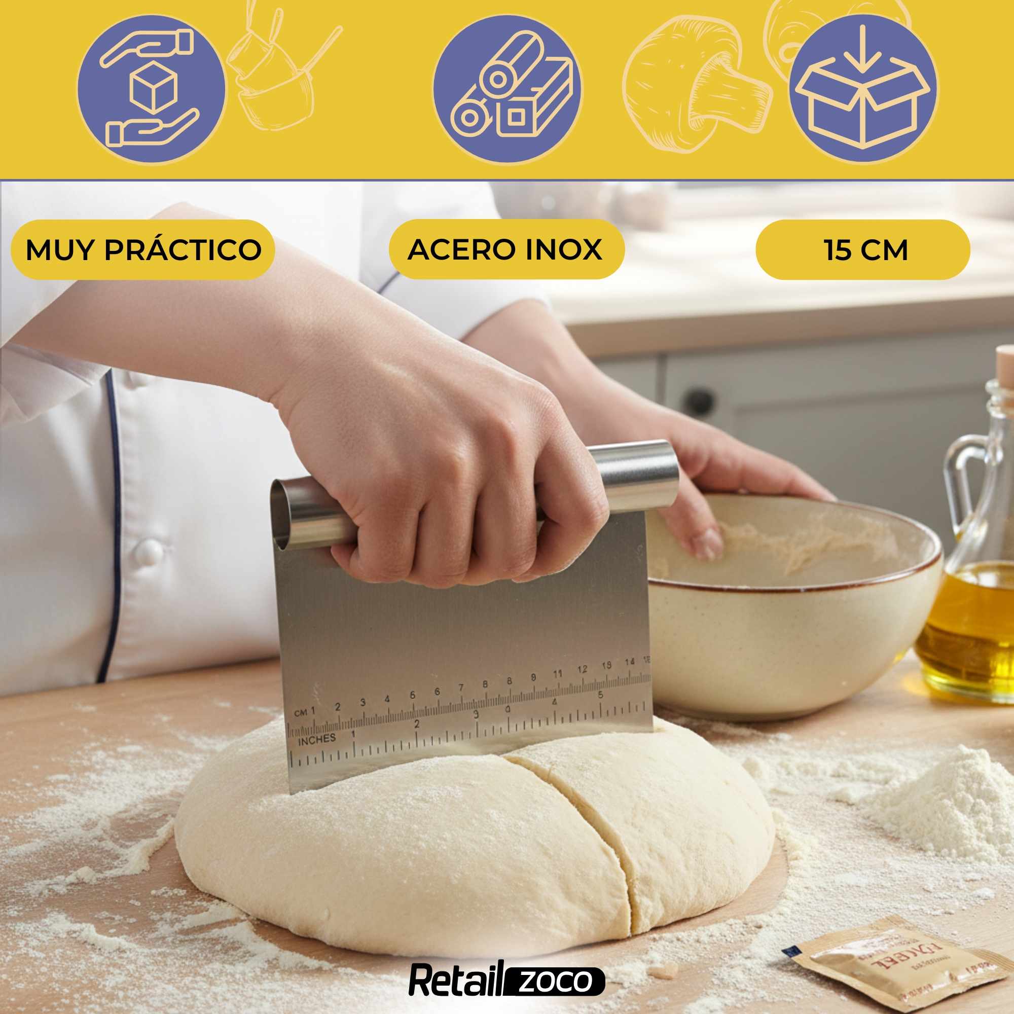 Rasqueta cortadora masa de acero inoxidable - imagen 2