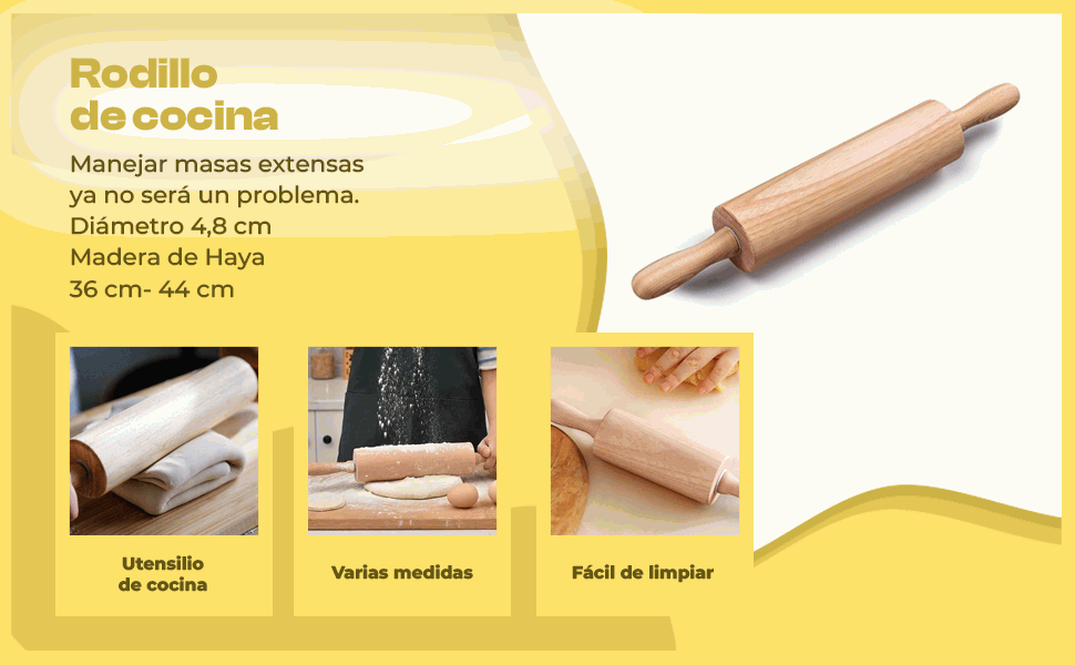 Banner - Rodillo de madera para amasar 44 cm