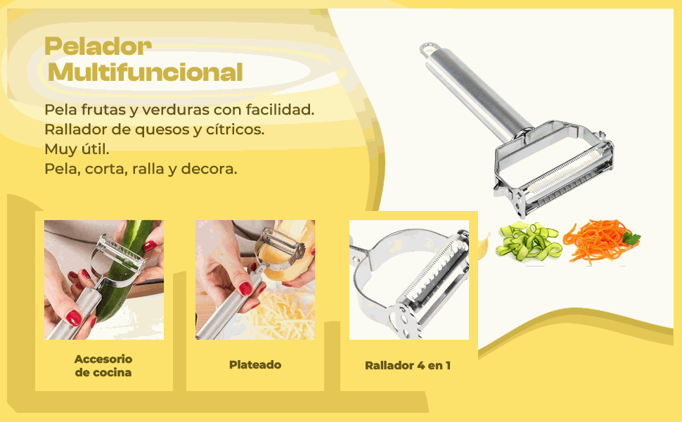 Banner - Pelador de frutas y verduras acero inoxidable 4 en 1