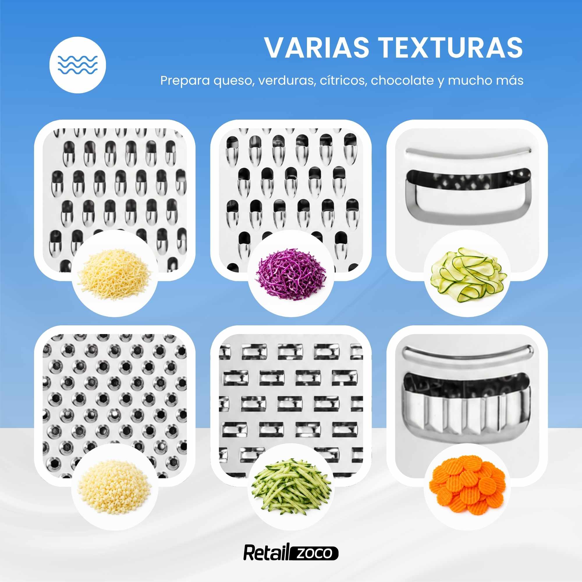 Rallador de Acero Inoxidable 6 caras cocina - imagen 3