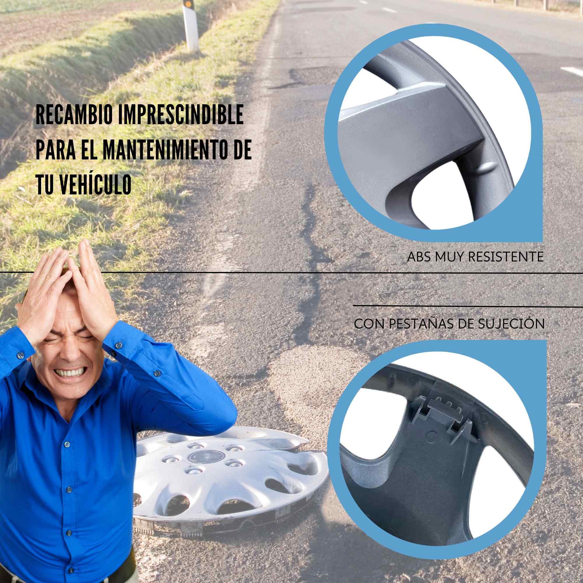 Tapacubos universales 14 pulgadas diseño Chicago ABS Resistente (4 uds) - imagen 4