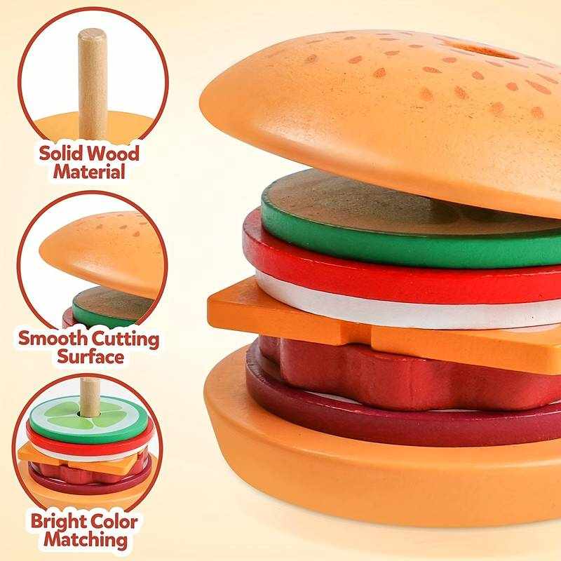 Juguete Hamburguesa para apilar de madera - imagen 2